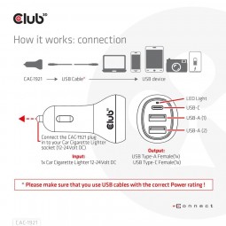 Club3D 36W Notebook/Laptop Power Car Charger Black