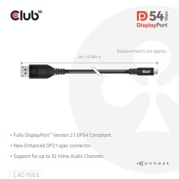 Club3D CAC-1563 USB-C to DisplayPort 2.1 DP54 Bi-Directional Cable 8K120Hz 2m Black