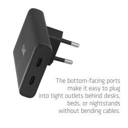 Club3D CAC-1935 USB-C Two Ports Slim Charger 65W GaN PD3.1 PPS