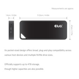 Club3D CAC-2510 M.2 SSD Enclosure with Cooling Fan NVMe USB4 40Gbps