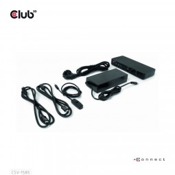 Club3D CSV-1585 DisplayPort/HDMI KVM Switch/Dock 4K60Hz For USB Type-C inputs Black