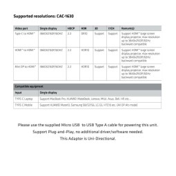 Club3D USB Type C + HDMI + MiniDisplayPort 1.2 to HDMI 4K60Hz HDR M/M Active Adapter Black