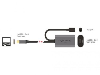 DeLock Active USB 3.1 Gen 1 extension cable USB Type-C 5m