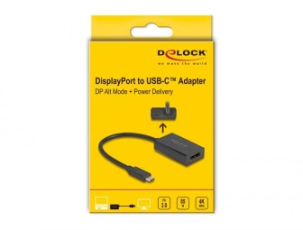 DeLock Adapter DisplayPort female to USB Type-C™ male (DP Alt Mode) 4K with PD 85W Black
