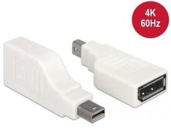 DeLock Adapter mini DisplayPort 1.2 male > DisplayPort female 4K 90° turned White