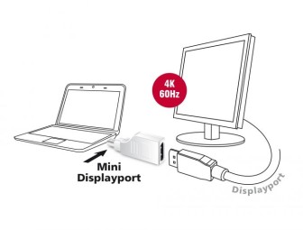 DeLock Adapter mini DisplayPort 1.2 male > DisplayPort female 4K 90° turned White
