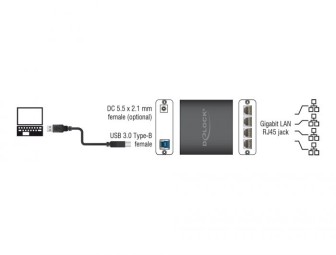 DeLock Adapter USB 5 Gbps to 4 x Gigabit LAN