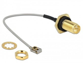 DeLock Antenna Cable RP-SMA jack bulkhead to MHF® I LK plug 1.13 10 cm thread length 10 mm splash proof