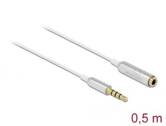 DeLock Audio Extension Cable Stereo Jack 3.5mm 4 pin male to female Ultra Slim 0,5m White