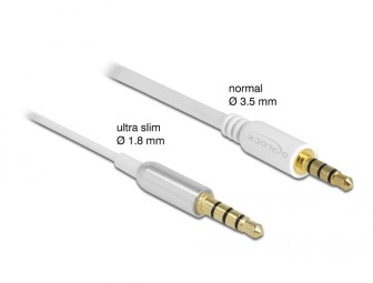 DeLock Audio Extension Cable Stereo Jack 3.5mm 4 pin male to female Ultra Slim 0,5m White