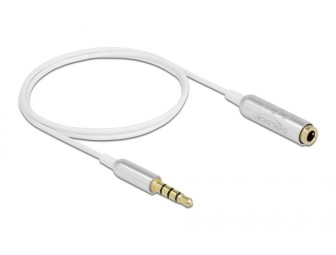 DeLock Audio Extension Cable Stereo Jack 3.5mm 4 pin male to female Ultra Slim 0,5m White