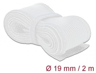 DeLock Braided Sleeving with Hook-and-Loop Fastener 2mx19mm White
