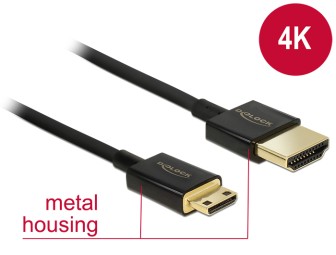 DeLock Cable High Speed HDMI with Ethernet - HDMI-A male > HDMI Mini-C male 3D 4K 1 m Slim High Quality