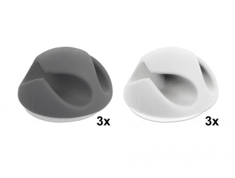 DeLock Cable Holder with 2 feed-throughs Set 6 pieces