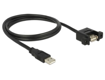 DeLock Cable USB 2.0 Type-A male > USB 2.0 Type-A female panel-mount 1m