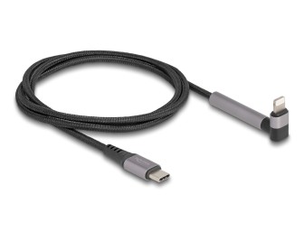 DeLock Data and Charging Cable USB Type-C to Lightning for iPhone, iPad, iPod angled with stand function 1,5m MFi Black