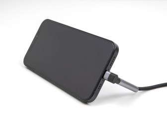 DeLock Data and Charging Cable USB Type-C to Lightning for iPhone, iPad, iPod angled with stand function 1,5m MFi Black