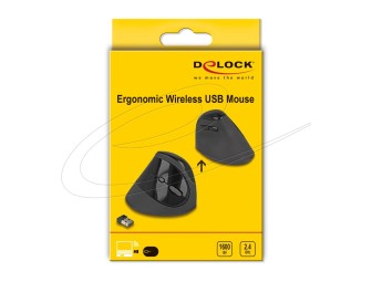 DeLock Ergonomic Vertical Wireless Mouse Black