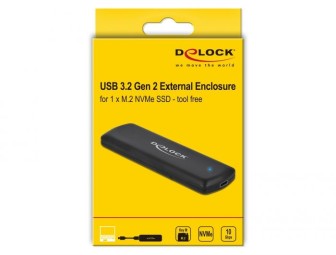 DeLock USB3.2 Gen2 External Enclosure for M.2 NVMe PCIe SSD with USB Type-C Black