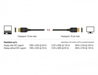 DeLock DisplayPort cable 8K 60 Hz 2m DP 8K certified