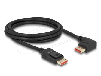 DeLock DisplayPort cable male straight to male 90° left angled 8K 2m Black
