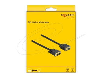 DeLock DVI 12+5 male to VGA male cable 5m Black
