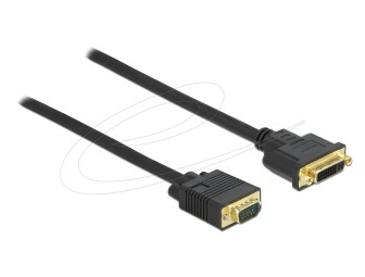 DeLock DVI 24+5 female to VGA male cable 1m Black