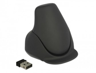 DeLock Ergonomic vertical Laser 4-button mouse 2.4 GHz wireless left/right handers Black