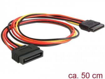 DeLock Extension Cable Power SATA 15 Pin male > SATA 15 Pin female 50cm