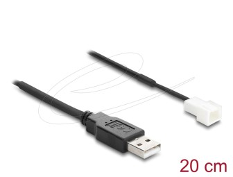 DeLock Fan Cable USB 2.0 Type-A male to 3 pin (2 pins connected) fan connector male 20cm Black