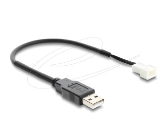 DeLock Fan Cable USB 2.0 Type-A male to 3 pin (2 pins connected) fan connector male 20cm Black