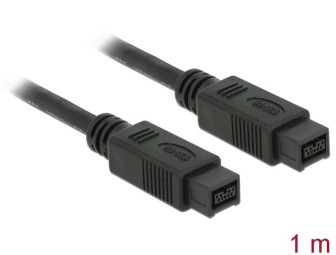 DeLock FireWire 9 pin male > 9 pin male 1m Cable Black
