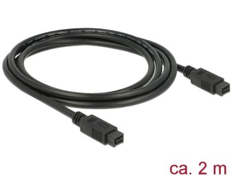 DeLock FireWire 9 pin male > 9 pin male 2m Cable Black