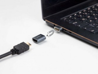 DeLock HDMI Adapter male to female 8K 60 Hz magnetic Grey