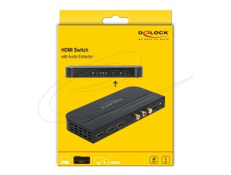 DeLock HDMI Switch 3 x HDMI in to 1 x HDMI out 4K 60 Hz with Audio Extractor