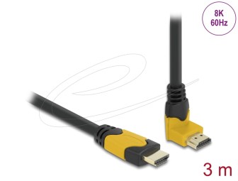 DeLock High Speed HDMI cable male straight to male 90° upwards angled 48 Gbps 8K 60Hz 3m Black