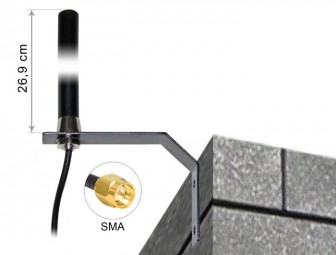 DeLock LTE UMTS GSM Antenna SMA plug 3 dBi omnidirectional fixed with connection cable RG-58, 3m wall mounting outdoor black