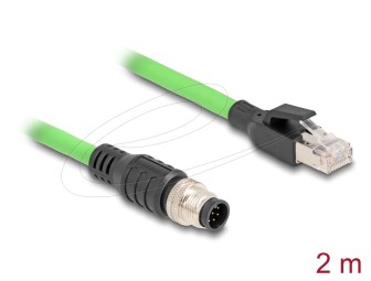 DeLock M12 Cable A-coded 8 pin male to RJ45 male PUR (TPU) 2m Green