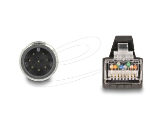 DeLock M12 Cable A-coded 8 pin male to RJ45 male PUR (TPU) 2m Green