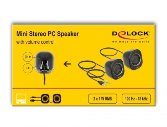 DeLock Mini Stereo PC Speaker with 3.5mm Stereo Jack male and USB Powered Black/Grey