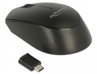 DeLock Optical 3-button mini mouse USB Type-C 2.4 GHz wireless Black