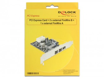 DeLock PCI Express Card > 2x external FireWire B + 1x external FireWire A