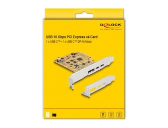 DeLock PCI Express x4 Card to 1 x external USB Type-C 10 Gbps female + 1 x external USB Type-C 10 Gbps (DP Alt Mode) female