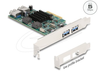 DeLock PCI Express x4 Card to 2xExternal USB 5Gbps Type-A + 2xInternal USB 5Gbps Type-A Dual Channel Low Profile Form Factor