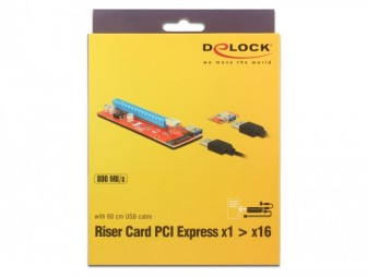 DeLock Riser Card PCI Express x1 > x16 with 60 cm USB cable