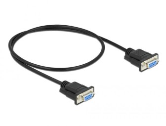 DeLock Serial Cable RS-232 D-Sub 9 female to female null modem with narrow plug housing Full Handshaking 2m Black