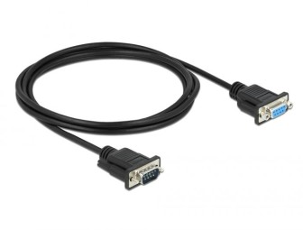 DeLock Serial Cable RS-232 D-Sub9 male to female with narrow plug housing 2m Black