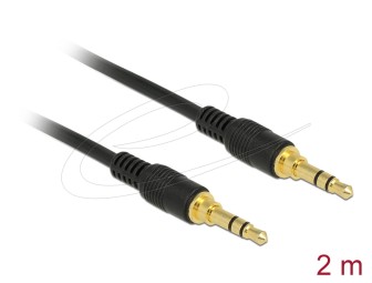 DeLock Stereo Jack 3,5mm 3 pin male > male cable 2m Black