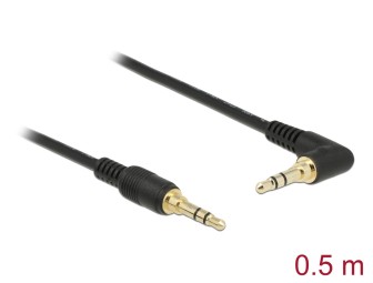 DeLock Stereo Jack Cable 3.5 mm 3 pin male to male angled 0,5m Black