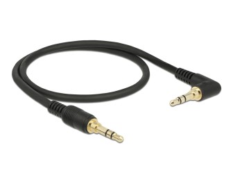 DeLock Stereo Jack Cable 3.5 mm 3 pin male to male angled 0,5m Black
